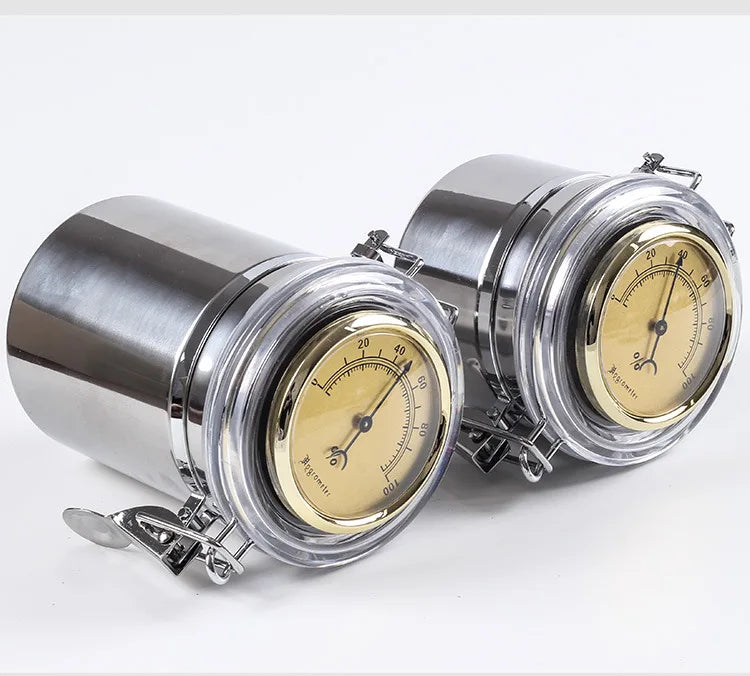 Stainless Steel Stash Jar with Hygrometer