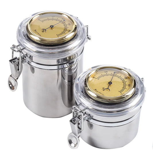 Stainless Steel Stash Jar with Hygrometer